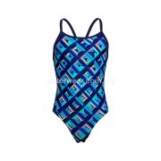 FUNKITA Girls Diamond Back One-Piece Swimsuit - Blue Bunkers